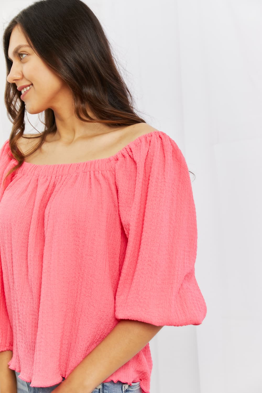 Culture Code Made For Me Full Size Long Puff Sleeve Top