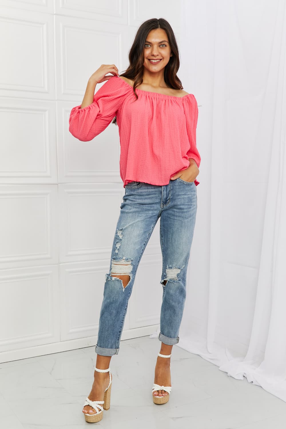 Culture Code Made For Me Full Size Long Puff Sleeve Top