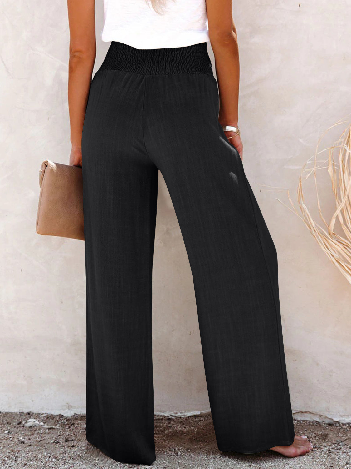 Full Size Decorative Button High Waist Pants