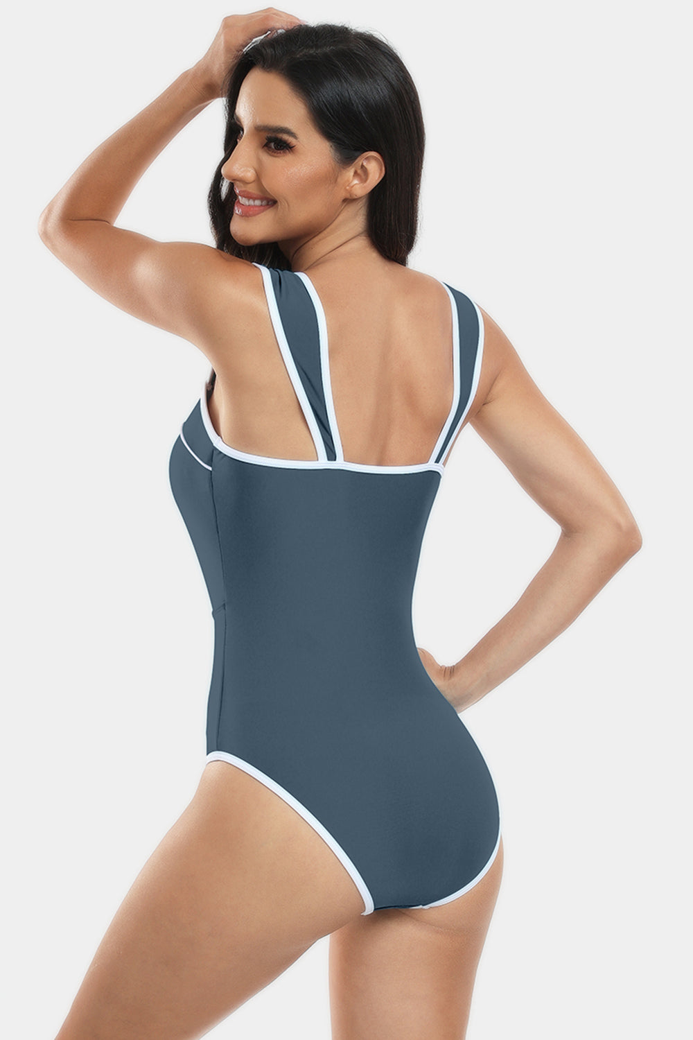 Contrast Trim Wide Strap Two-Piece Swim Set