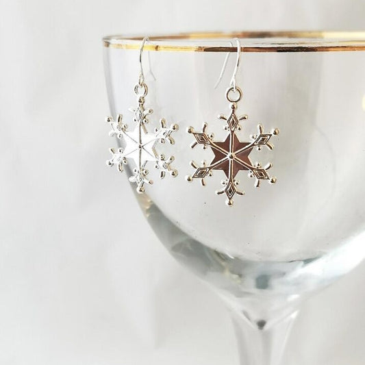 Silver-Plated Snowflakes Earrings