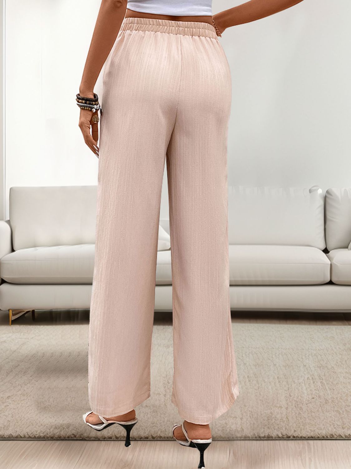 Tied Wide Leg Pants with Pockets