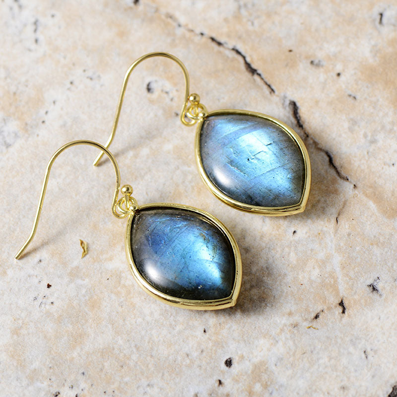 Copper Stone Teardrop Earrings