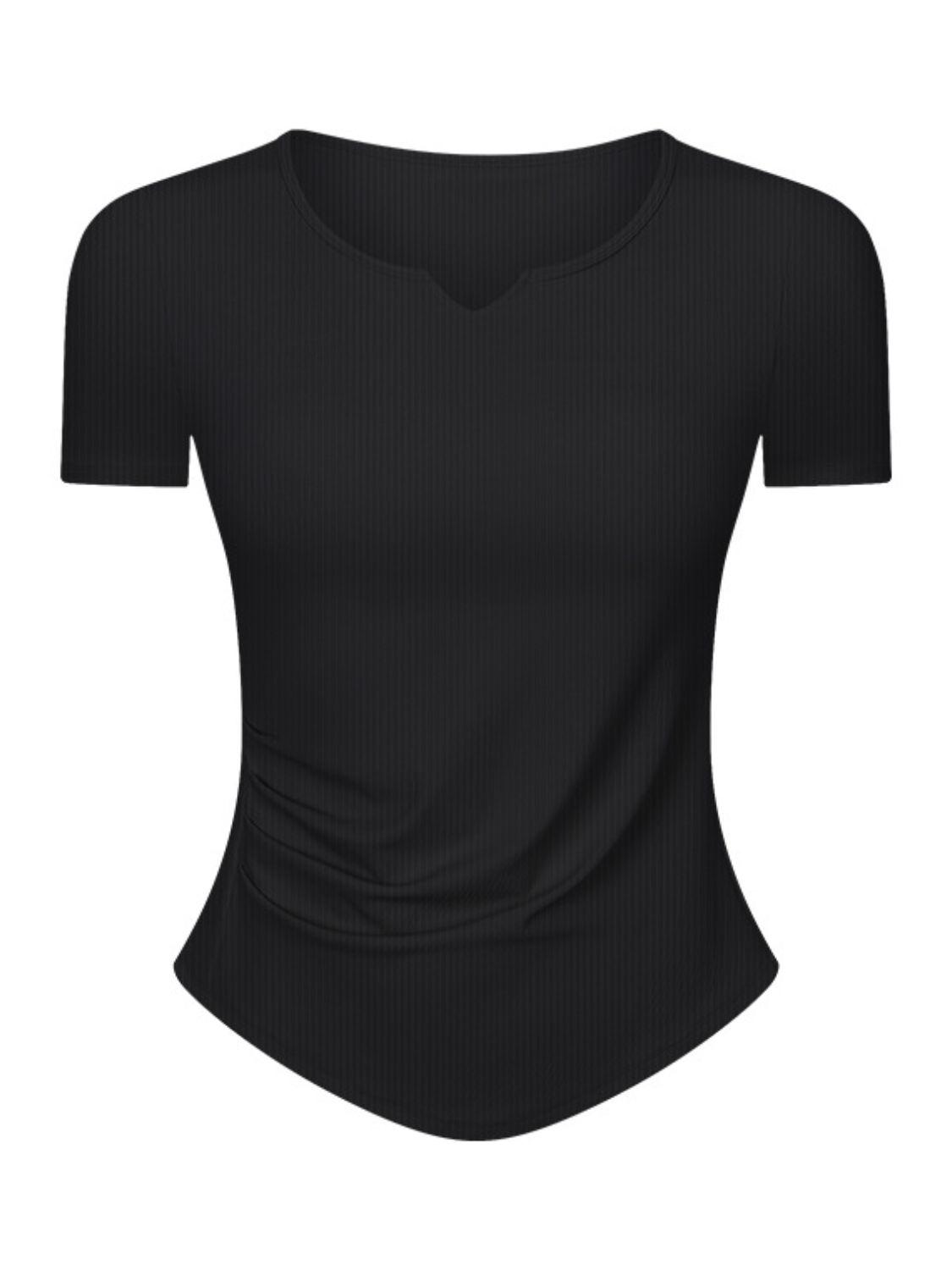 Notched Short Sleeve Active T-Shirt