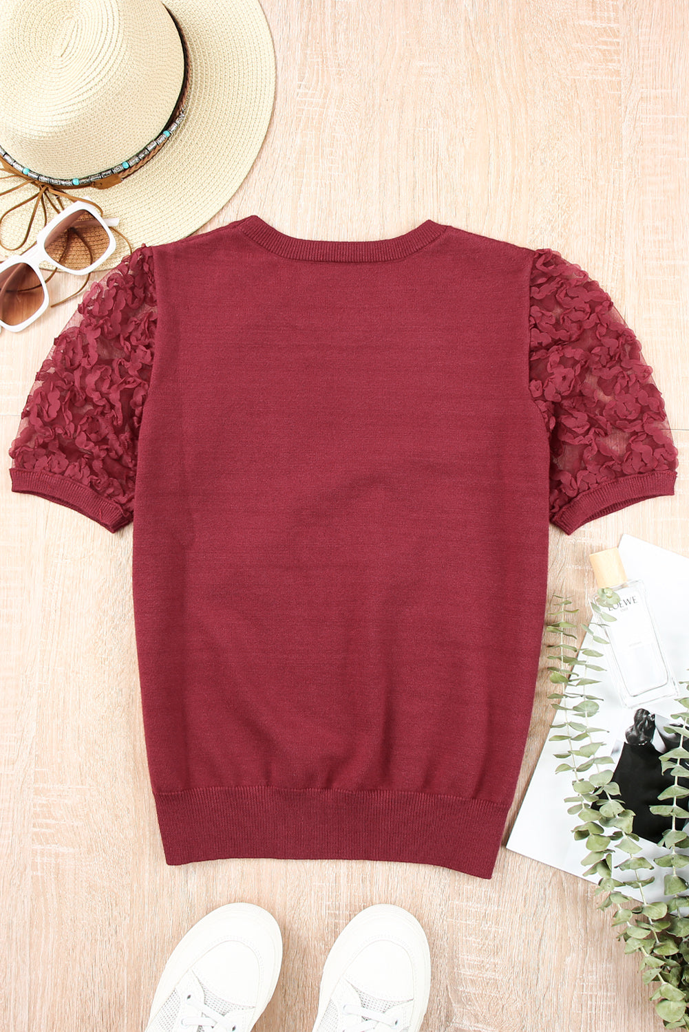 Applique Short Sleeve Knit Top