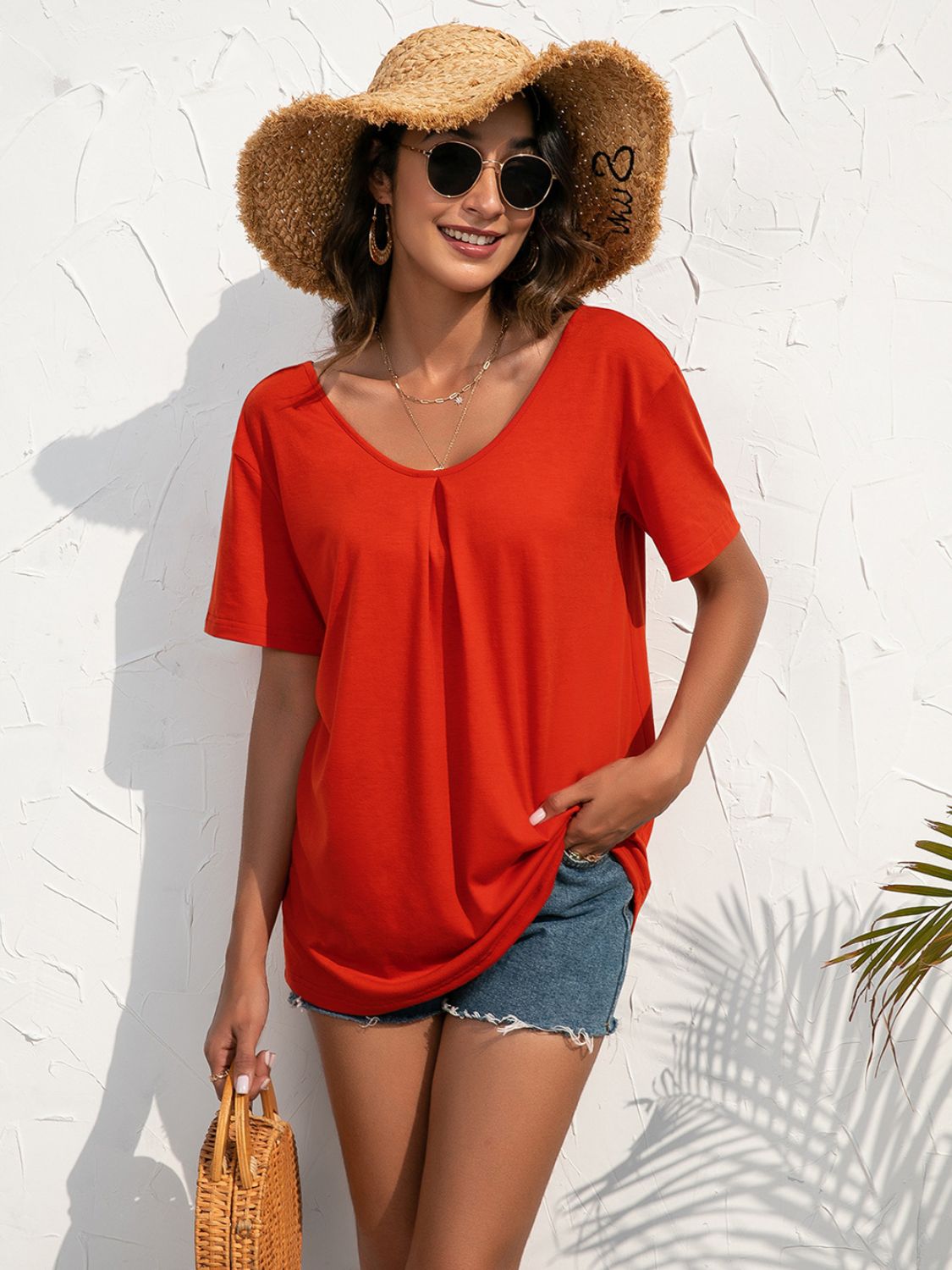 Lace Trim Short Sleeve Top