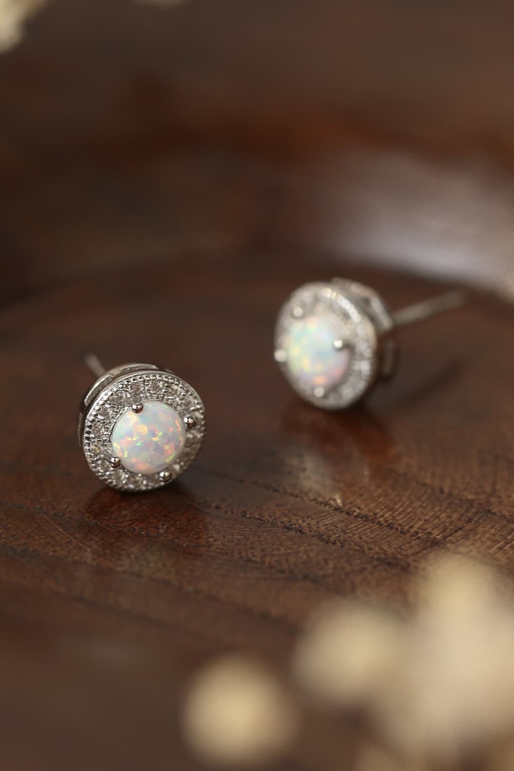 Opal 4-Prong Round Stud Earrings