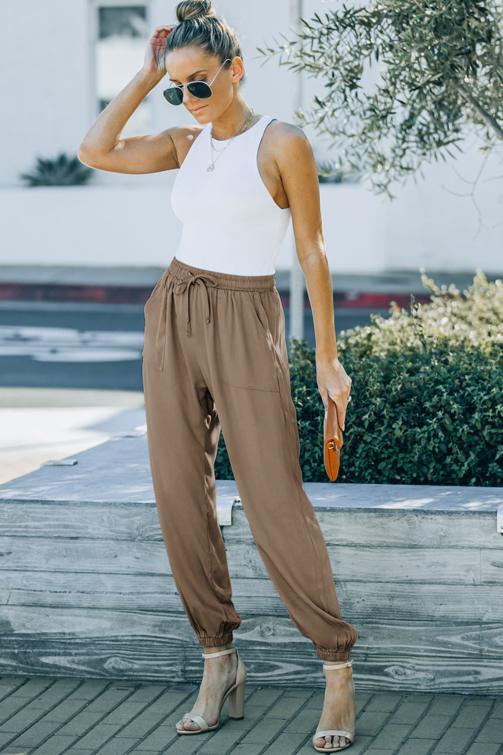 Drawstring Waist Joggers with Pockets