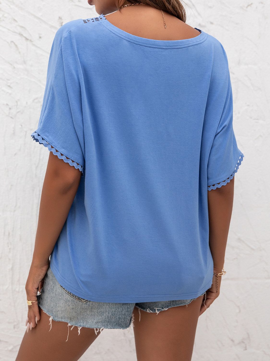 V-Neck Short Sleeve Blouse