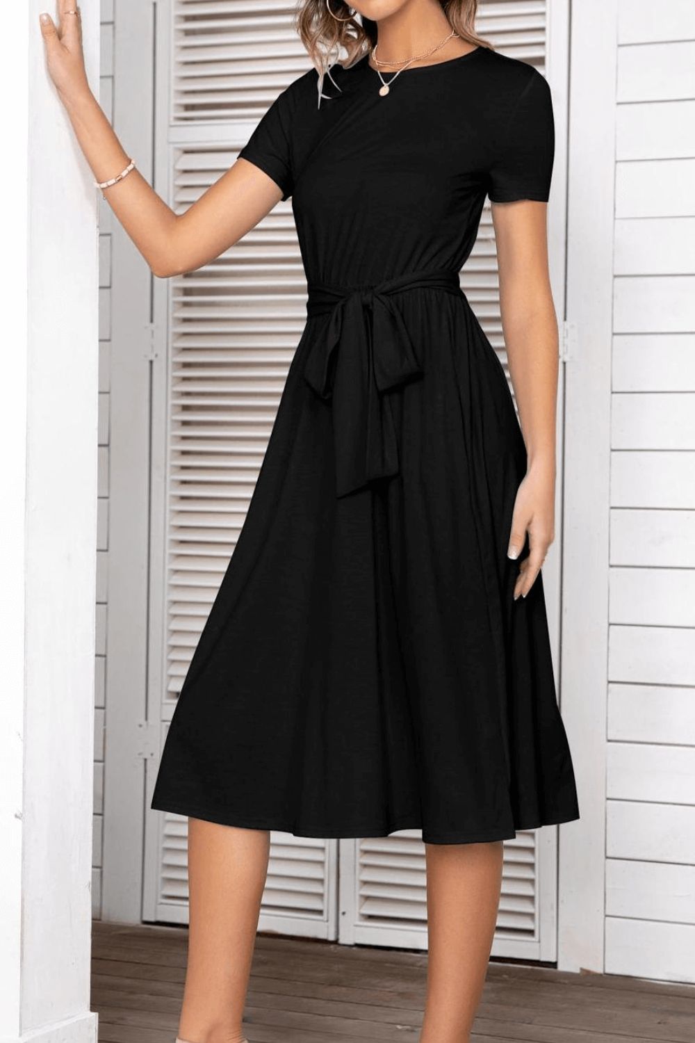 Belted Tee Dress With Pockets