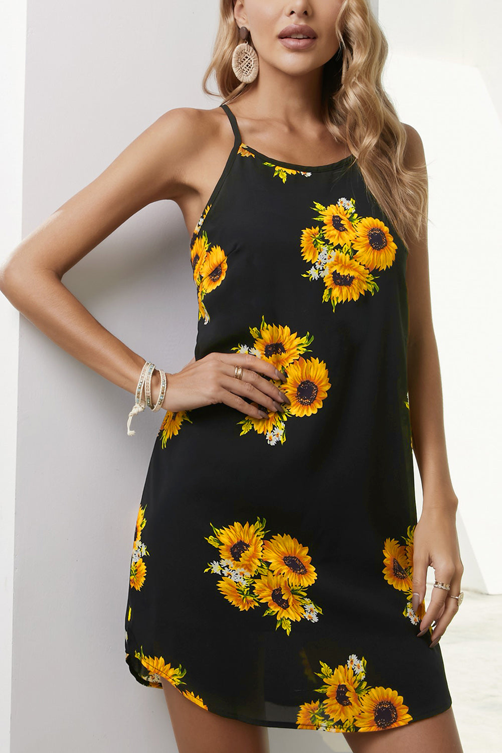 Peony Print Sleeveless Dress