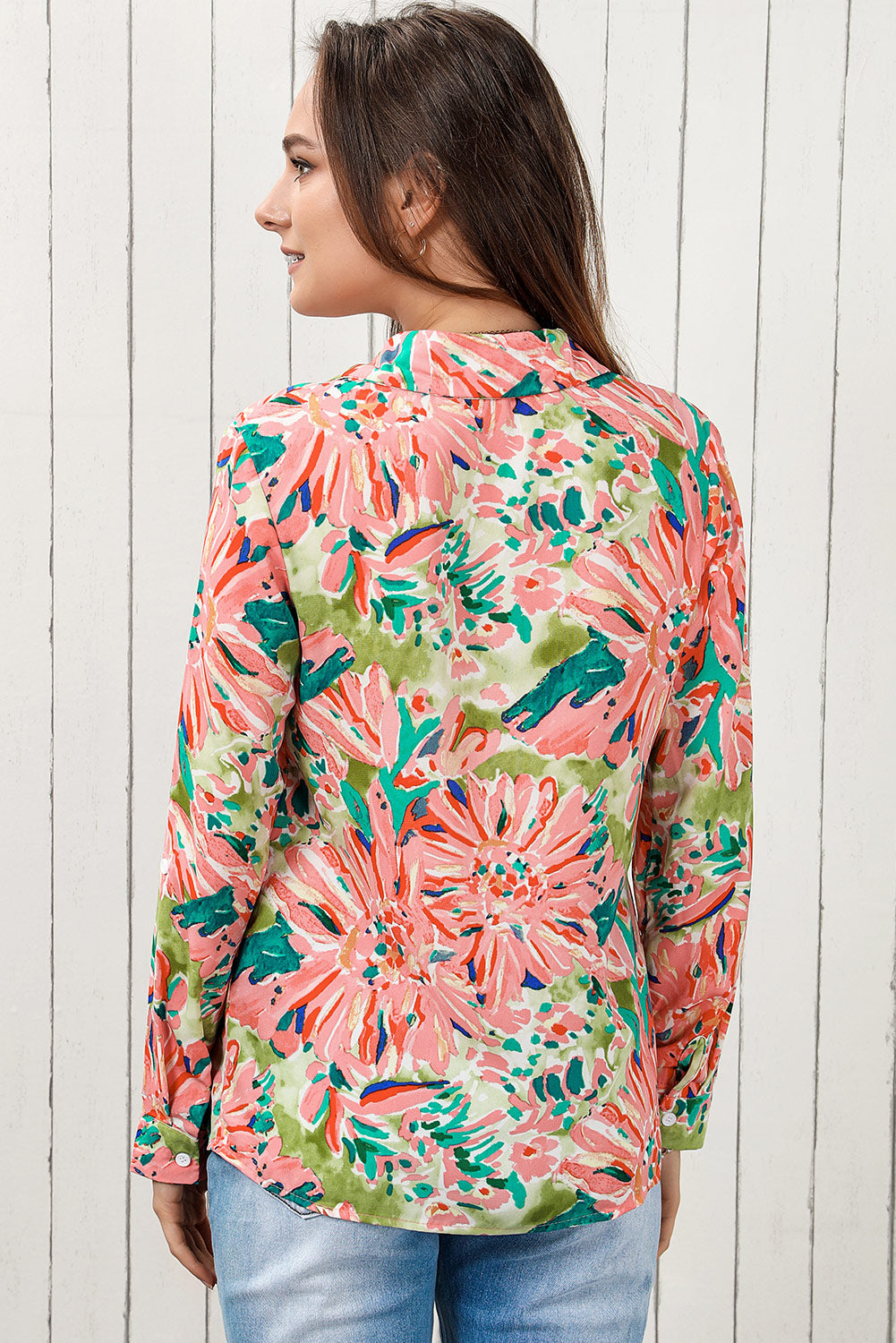 Floral Long Sleeve Collared Shirt