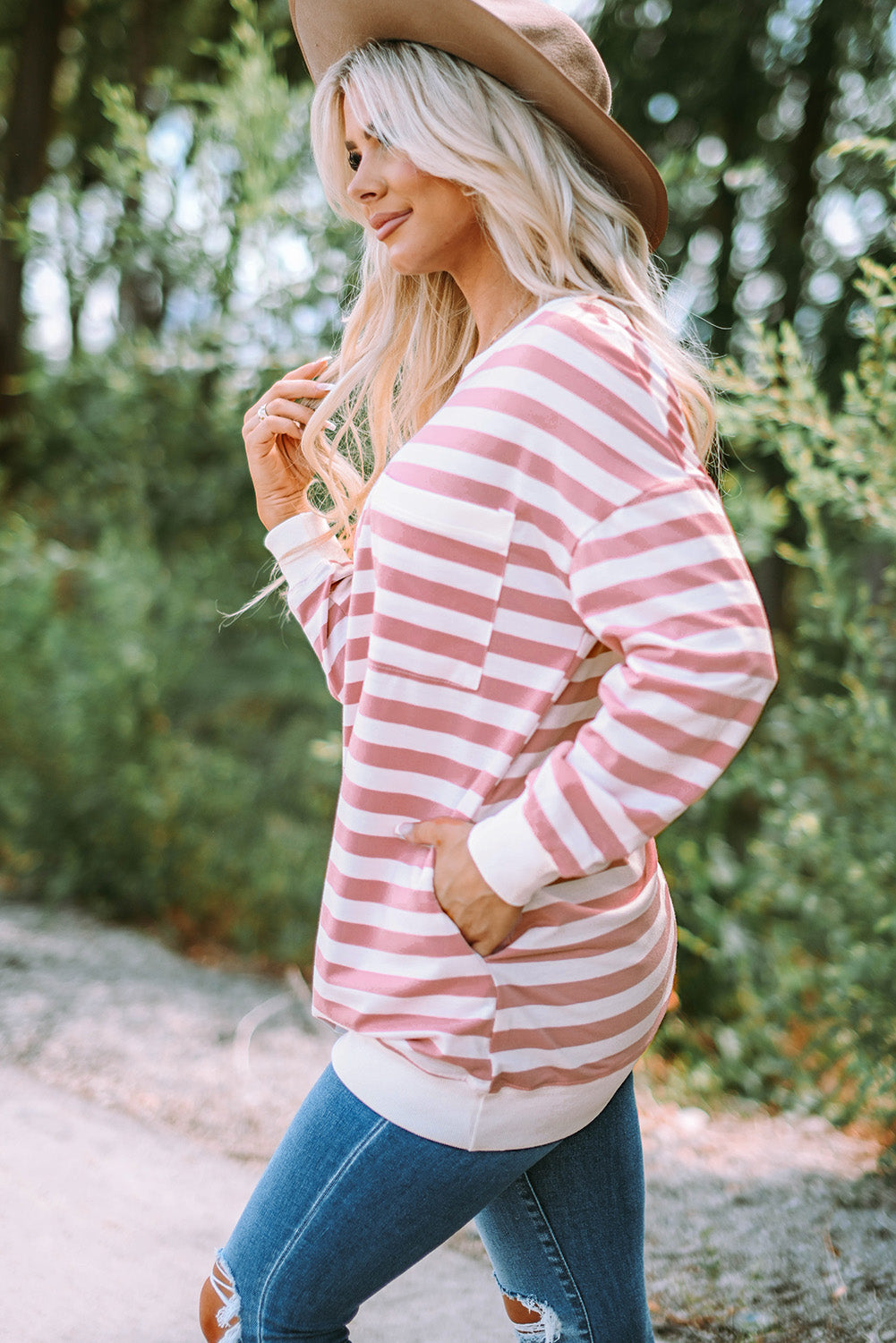 Striped Dropped Shoulder Longline Top