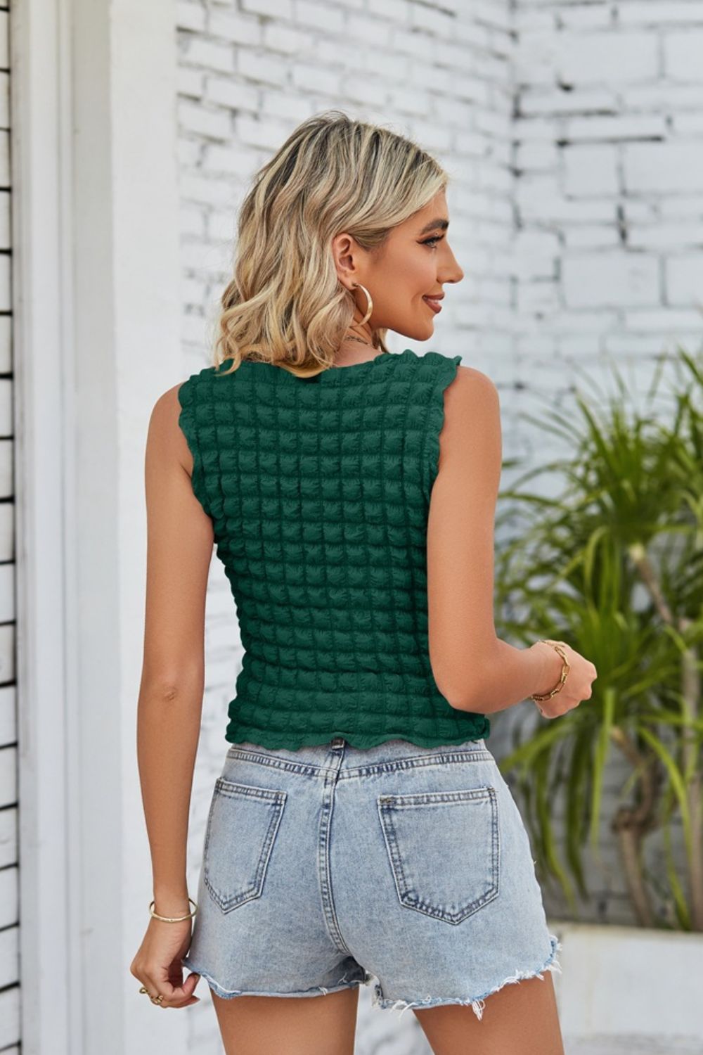 Textured Round Neck Tank