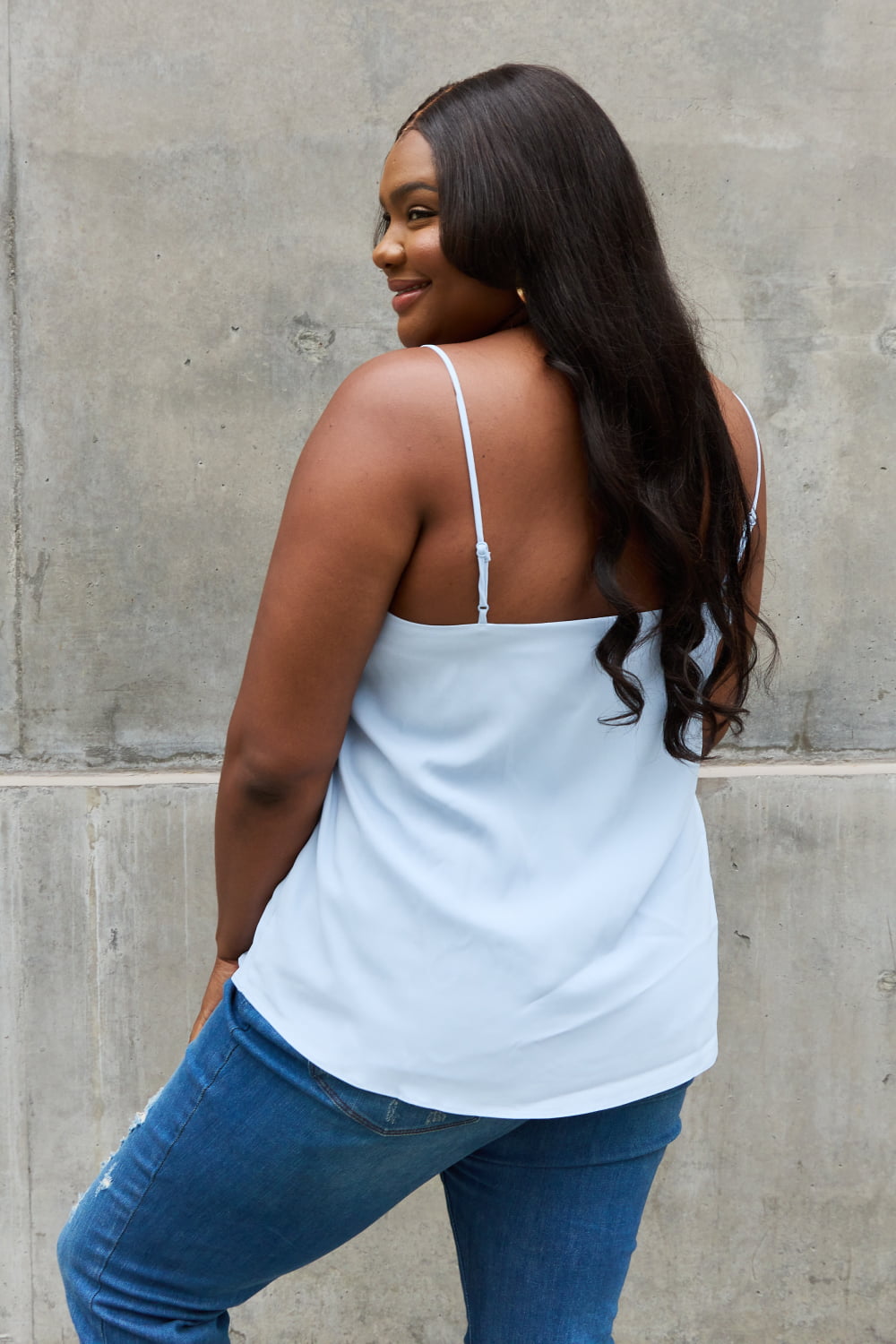 Sweet Lovely By Jen Full Size Scalloped Cami in Blue