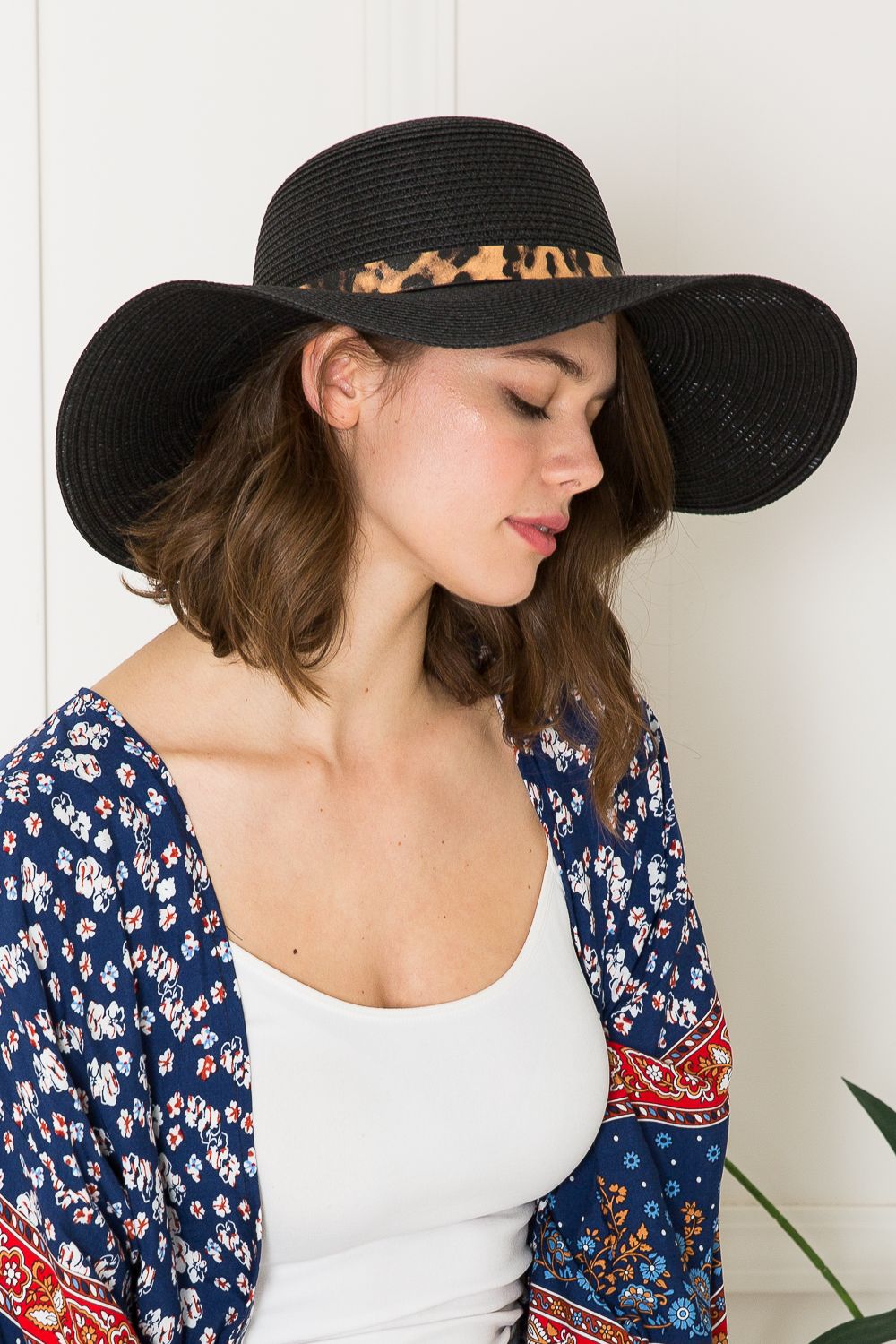 Justin Taylor Printed Belt Sunhat in Black