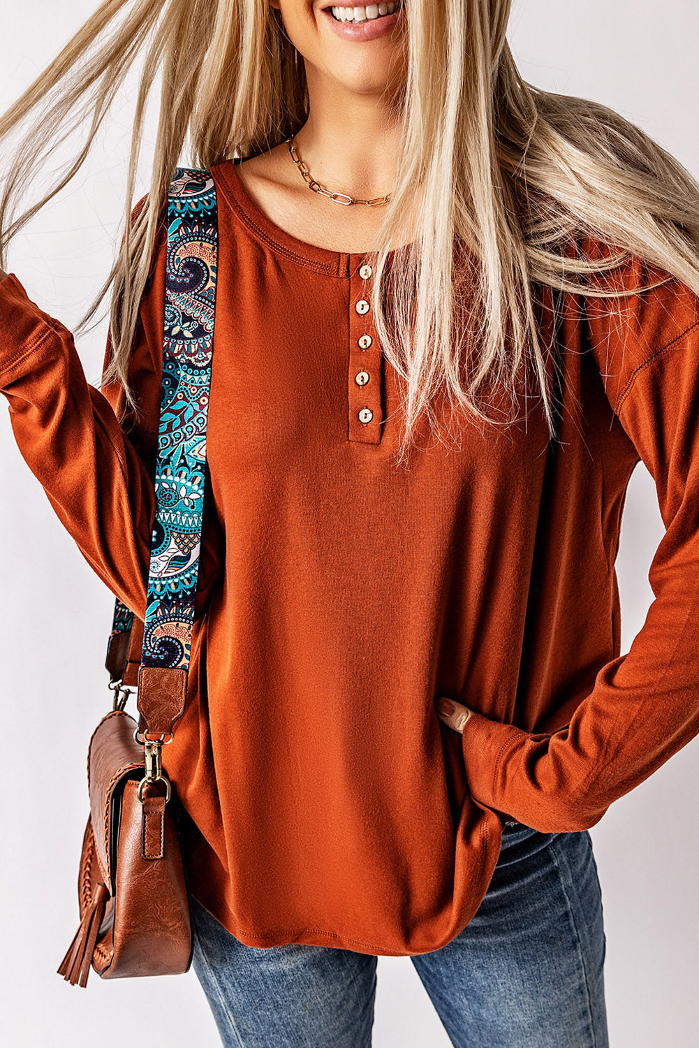 Long Sleeve Henley Top