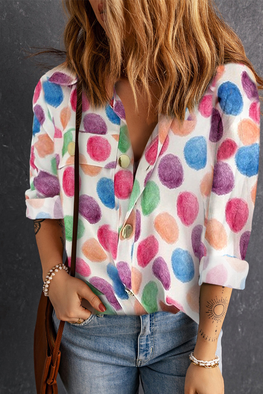 Printed Button Front Long Sleeve Shirt