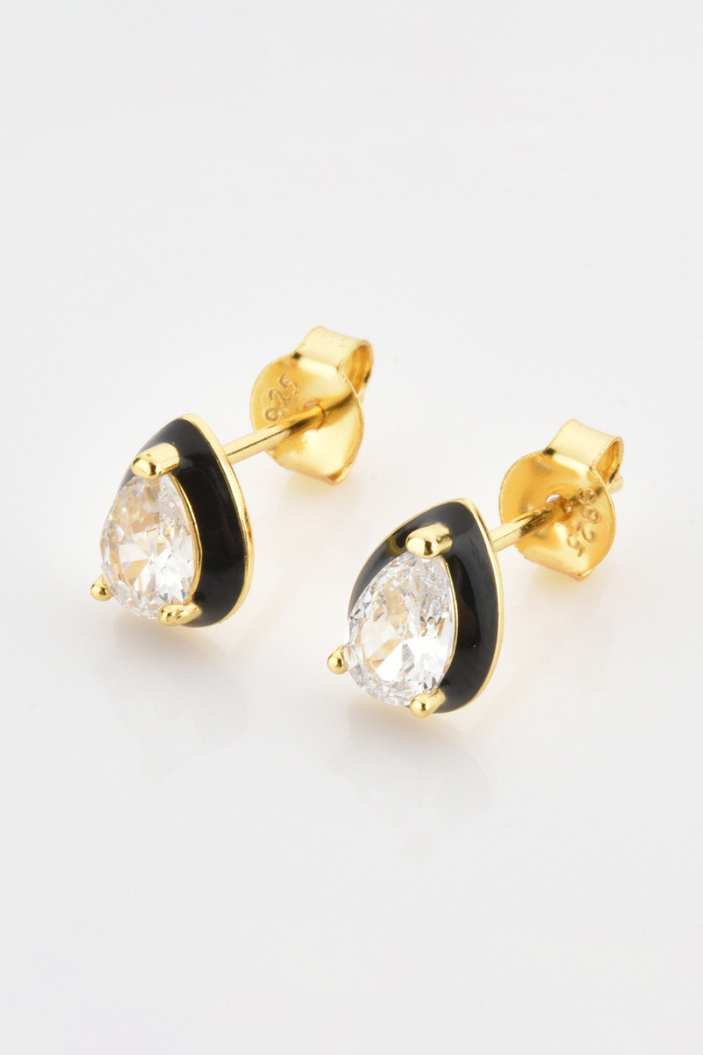 925 Sterling Silver Zircon Teardrop Stud Earrings