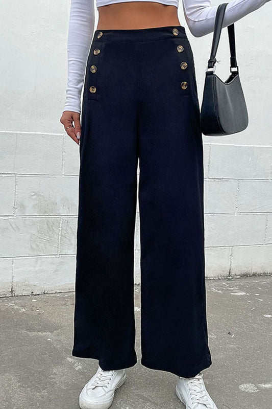 Double-Breasted Wide Leg Pants